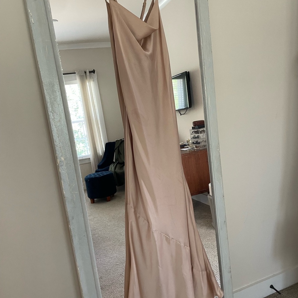 Show Me Your MuMu Bias Slip Maxi Dress in Champagne